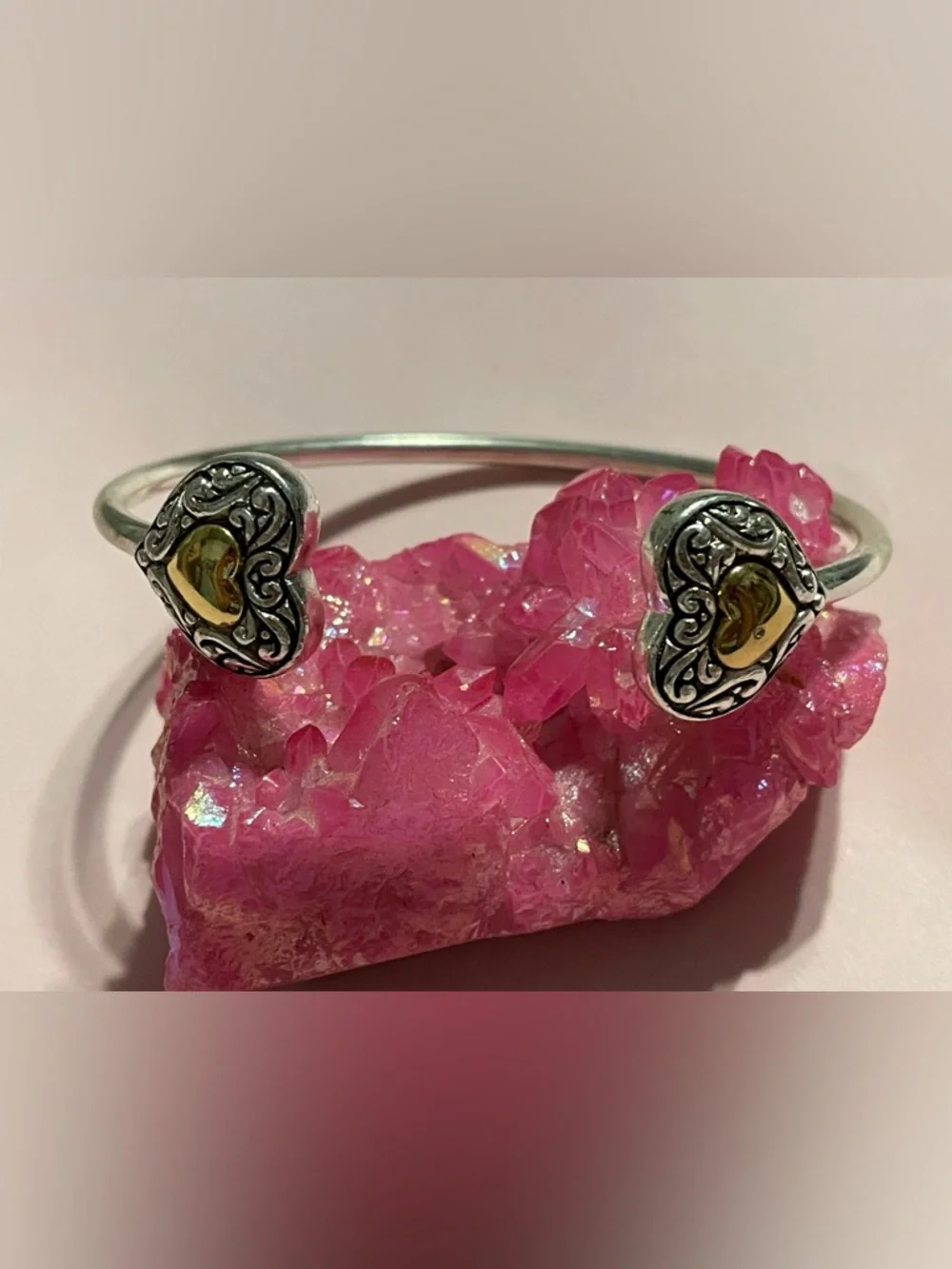Two Tone Heart Cuff Bracelet #6378